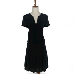 Comptoir Des Cotonniers Black Mini Dress Women’s L Pleated Short Sleeve